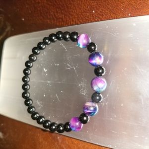 Galaxy Tigers Eye & Black Onyx Crystal Bracelet